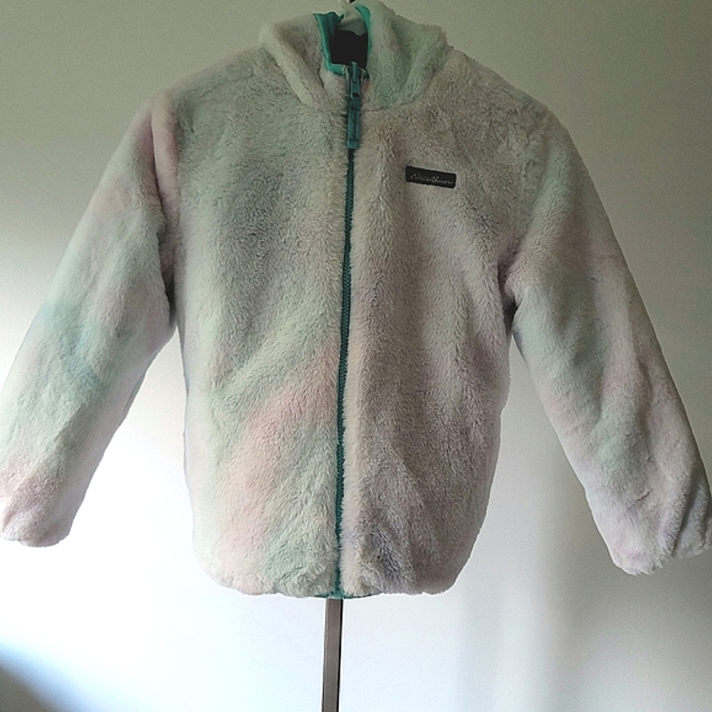 Eddie Bauer Kids Girls Reversible Full-Zip Hooded Puffer Jacket Size M